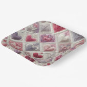 バレンタインキルテハートデザイン ペーパープレート (傾斜あり)