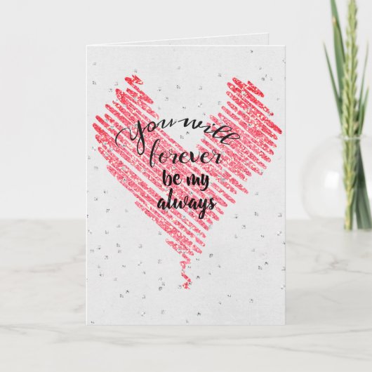 バレンタイングリッターハート きらきら光る カード (正面)