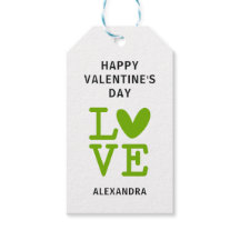 バレンタイングリーン&ホワイトラブハートカスタムギフトラベル