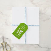 バレンタイングリーン&ホワイトラブハートカスタム ギフトタグ (より糸付き)