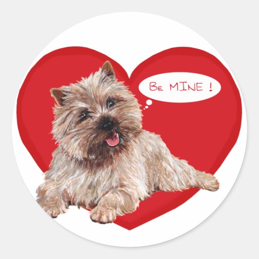 バレンタインケアン・テリアがBe Mine! ラウンドシール (正面)