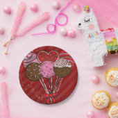 バレンタインケーキポップモダンシック誕生日パーティー ペーパープレート (パーティー)