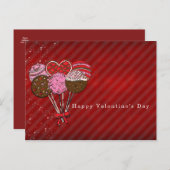 バレンタインケーキポップ告知またはパーティー ポストカード (正面/裏面)