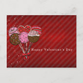 バレンタインケーキポップ告知またはパーティー ポストカード (正面)