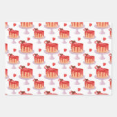 バレンタインケーキ&赤いハートCookie ラッピングペーパーシート (正面)