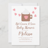 バレンタインココアキャンプファイアマグガールベイビーシャワー 招待状 (正面)