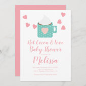 バレンタインココアキャンプファイアマグガールベビーシャワーピンク 招待状 (正面/裏面)