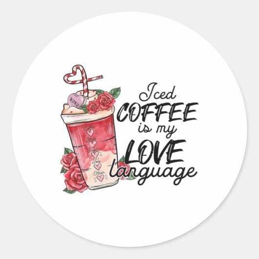 バレンタインコーヒー恋人ハートラテアイスコーヒバル ラウンドシール (正面)