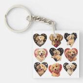 バレンタインゴールデンレトリバードッグ キーホルダー (正面)