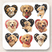 バレンタインゴールデンレトリバードッグ コースター (正面)
