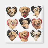 バレンタインゴールデンレトリバードッグ マグネット (正面)