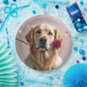 バレンタインゴールデンレトリバー ペーパープレート (パーティー)