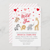 バレンタインサファリベイビーシャワーテーマ 招待状 (正面/裏面)