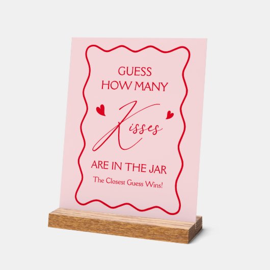 バレンタインシャワーゲームキスの数を推測する アクリルサイン (傾斜)
