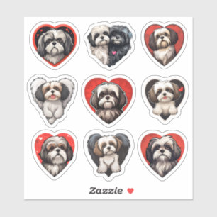バレンタインシーズー(犬)Tzu犬セット9シール シール