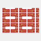 バレンタインスイープハート蝶フローラ金ゴールドアート ラッピングペーパーシート (正面3)