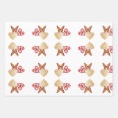 バレンタインスイープハート蝶フローラ金ゴールドアート ラッピングペーパーシート (正面2)