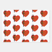 バレンタインスイープハート蝶フローラ金ゴールドアート ラッピングペーパーシート (正面)