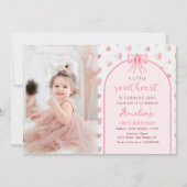 バレンタインスウィートピンクハート誕生日写真 招待状 (正面)