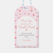 バレンタインスウィートピンクピーチハート誕生日 ギフトタグ (正面)