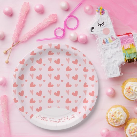 バレンタインスウィートピンクピーチハート誕生日 ペーパープレート (パーティー)