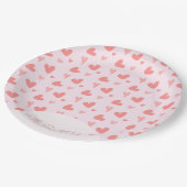 バレンタインスウィートピンクピーチハート誕生日 ペーパープレート (アングル)