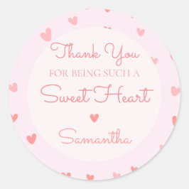 バレンタインスウィートピンクピーチハート誕生日 ラウンドシール