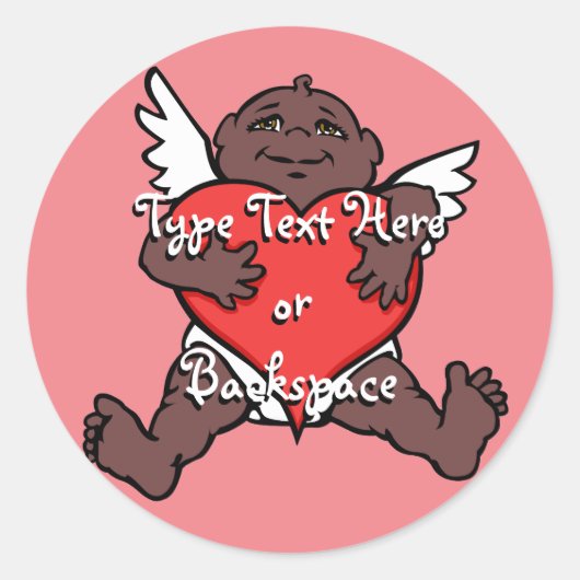 バレンタインステッカーAfrican Cupidステッカーカスタム ラウンドシール (正面)