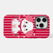 バレンタインストライプののかわいい子犬 iPhoneケース (裏面横)