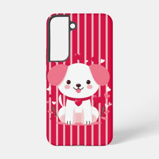 バレンタインストライプののかわいい子犬 SAMSUNG GALAXYケース (裏面)