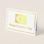 バレンタインスワールフラクタルアートハート金ゴールドと紫 箔カード (正面)