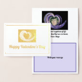 バレンタインスワールフラクタルアートハート金ゴールドと紫 箔カード (ディスプレー)