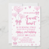 バレンタインズガールリトルスウィートアート誕生日 招待状 (正面)