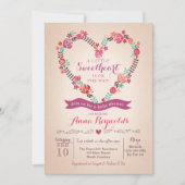 バレンタインズスウィートハートベビーシャワー招待状 招待状 (正面)