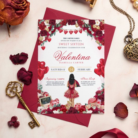 バレンタインズスウィート16誕生日パーティー 招待状