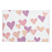 バレンタインズデイウォーターカラーハート – パステルピンク 枕カバー (裏面)