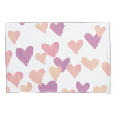 バレンタインズデイウォーターカラーハート – パステルピンク 枕カバー (正面)