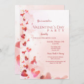 バレンタインズデイウォーターカラーパーティの招待状 招待状 (正面/裏面)