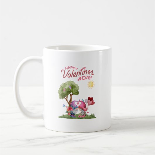 バレンタインズデイウォーターカラー格言カップル コーヒーマグカップ (左)