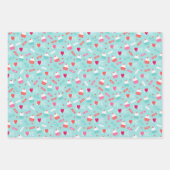 バレンタインズデイカップケーキキャンディ赤いハート ラッピングペーパーシート (正面3)