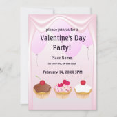 バレンタインズデイカップケーキパーティの招待状 招待状 (正面)