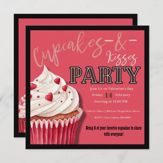 バレンタインズデイカップケーキパーティー シーズンカード (正面/裏面)