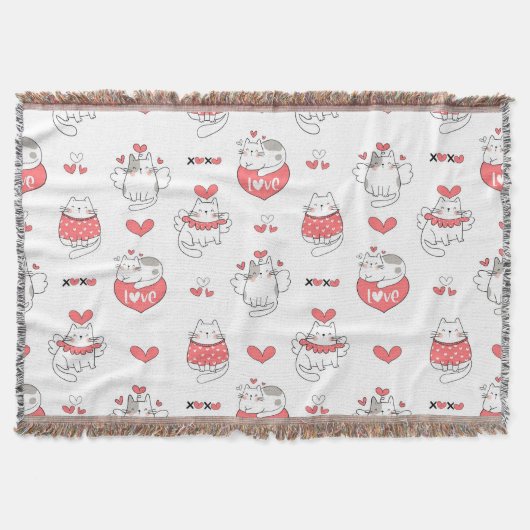 バレンタインズデイキャッツ スローブランケット (正面)