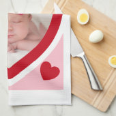 バレンタインズデイキャンディハートボックスカスタム写真 キッチンタオル (四つ折り)