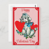 バレンタインズデイキュートヴィンテージドッグプードル ポストカード (正面/裏面)