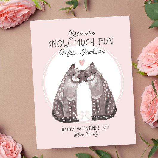 バレンタインズデイスノーレオパード先生バレンタイン シーズンカード