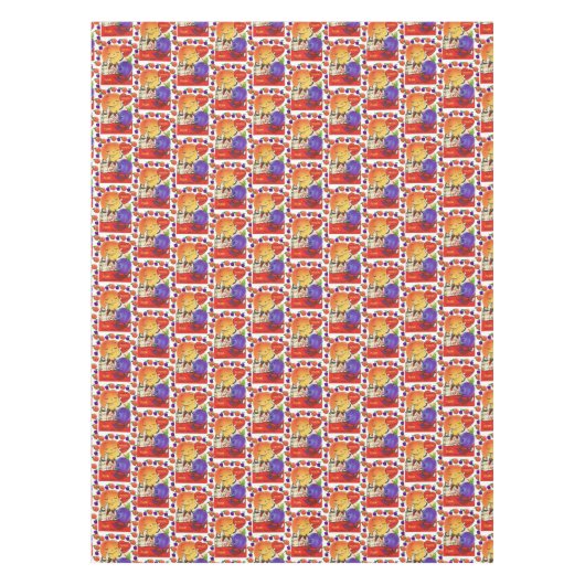 バレンタインズデイテーブルクロス桃プラム テーブルクロス (正面)