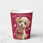 バレンタインズデイパピーバスケット赤いハートキャンディー 紙コップ (裏面)