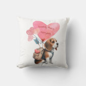 バレンタインズデイビーグルパピー装飾用クッション クッション (正面)
