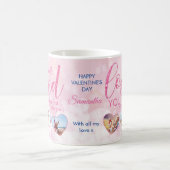 バレンタインズデイピンク愛されたハート写真コラージュ コーヒーマグカップ (中央)